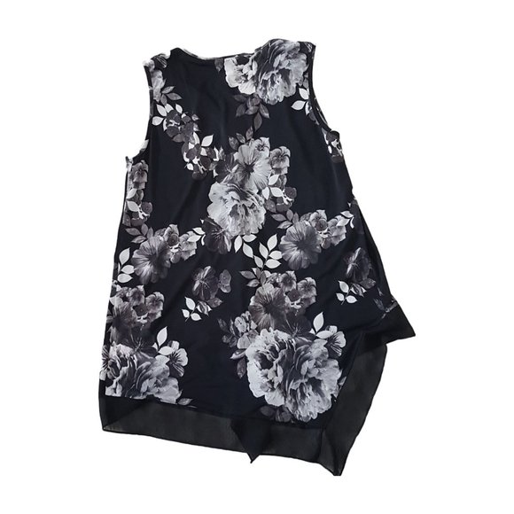 LAURA Blouse Tunic Tank Tee Shirt Medium US M Sleeveless V-Neck Floral Black - Picture 2 of 10